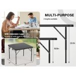 34' Fold-in-Half Square Bi-Folding Commercial Table, Portable Plastic Dining Card Table for Indoor Outdoor Kitchen, Party, Wedding & Events, Whiteu002FBlack Garden Patio Camping Picnic Table
