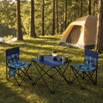 3-Pack Portable Folding Camping Table And Chairs Set with Cup Holders And Side Storage Pockets, Heavy Duty Outdoor Foldable Patio Lawn Chair Table Kit for Picnic Beach Fishing Backyard