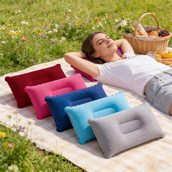 2pcs Inflatable Travel Pillows, Portable Ultra-Light Air Camping Pillow, with Neck And Lumbar Support, Washable Air Pillow, Suitable for Airplane, Car, Office Nap, Hiking, Backpacking, Multifunctional Travel Pillow, Suitable for Various Occasions