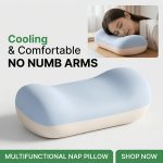 1pc Cooling Memory Pillow, Polyurethane Filling, Medium Soft Slow Rebound, Ergonomic Face-Down Sleeping Pillow, No Numb Arm Design, Multifunctional Lumbar Support Pad for Back And Waist, Portable Travel Pillow, RV Bedding