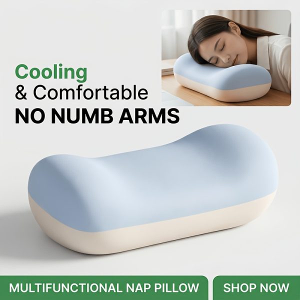 1pc Cooling Memory Pillow, Polyurethane Filling, Medium Soft Slow Rebound, Ergonomic Face-Down Sleeping Pillow, No Numb Arm Design, Multifunctional Lumbar Support Pad for Back And Waist, Portable Travel Pillow, RV Bedding