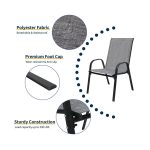 3 Piece Patio set, Outdoor Camping Chairs with Breathable Fabric, folding table with steel table top, 2 Stackable chairs and 1Foldable table set