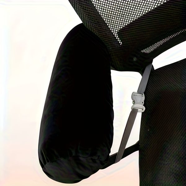 Outdoor Camping Pillow, Backrest Pillow, Rest Pillow, Short Plush Pillowcase, Portable Nap Pillow with Inner Filling, Suitable for Camping Use, Black, with Elastic Fastening Cord