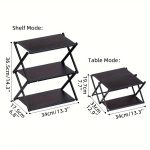 1pc 2-in-1 Portable Folding Storage Shelf - Aluminum Alloy 3-Tier Utility Rack, Casual Style, Foldable Outdoor Camping Table, Picnic and BBQ Essential - For Camping, Picnics & BBQs - Suitable for Outdoor Enthusiasts - Great Gift for Campers & Hikers
