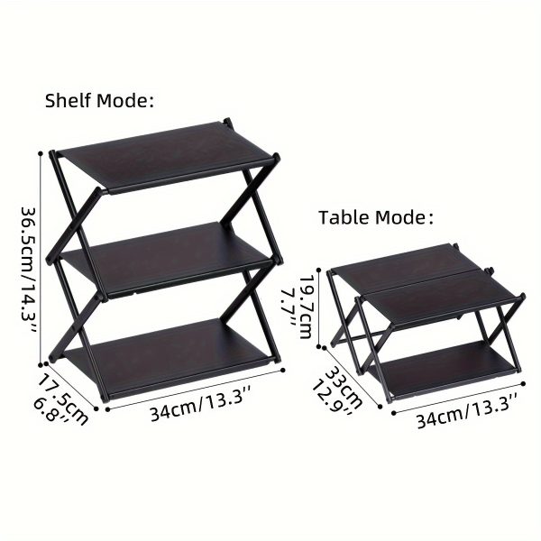 1pc 2-in-1 Portable Folding Storage Shelf - Aluminum Alloy 3-Tier Utility Rack, Casual Style, Foldable Outdoor Camping Table, Picnic and BBQ Essential - For Camping, Picnics & BBQs - Suitable for Outdoor Enthusiasts - Great Gift for Campers & Hikers