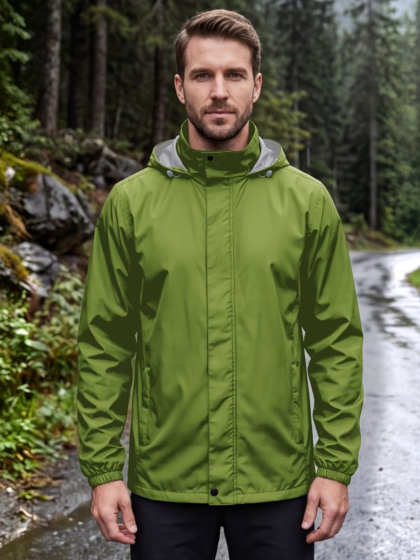 Men'S Rain Jacket Raincoat Windbreaker Running Waterproof Lightweight Packable with Hood Travel Hiking Cycling, Autumn Transitional Layers, Hunting
