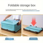 6.82 Gallon Large Folding Storage Box with Handle - Durable Plastic, Multi-Purpose Organizer for Camping, Car Trunk, Bedroom, Dorm, Picnic & Outdoor Use,Storage Bins for Home Organization