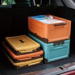 6.82 Gallon Large Folding Storage Box with Handle - Durable Plastic, Multi-Purpose Organizer for Camping, Car Trunk, Bedroom, Dorm, Picnic & Outdoor Use,Storage Bins for Home Organization