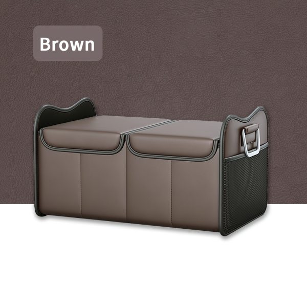 Car Storage Box, PU Leather Material Trunk Organizer, Large Capacity Car Trunk Storage Box, Adjustable Divider Design Durable Foldable Storage Box, Suitable for SUV Camping Travel Car Organization, Sedan Road Trip Storage Box