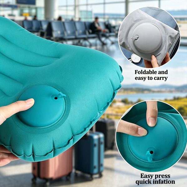 1pc Large Foldable Inflatable Camping Pillow, Portable Lightweight Multifunctional Travel Neck Pillow, Comfortable Air Pillow for Car, Hiking, Office Nap, Outdoor Camping And Vacation Essentials