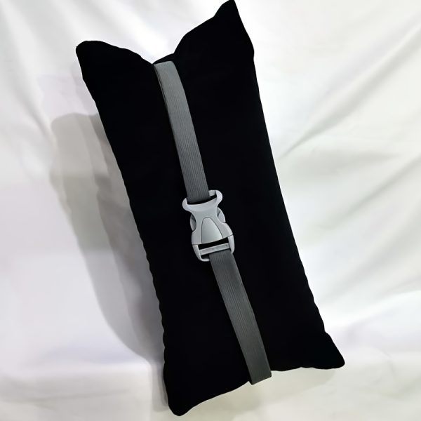 Outdoor Camping Pillow, Backrest Pillow, Rest Pillow, Short Plush Pillowcase, Portable Nap Pillow with Inner Filling, Suitable for Camping Use, Black, with Elastic Fastening Cord