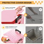 Folding Utility Cart Portable Rolling Crate Handcart Shopping Trolley Collapsible Tool Box, with Lid, on 4 Rotate Wheels, for Grocery, Shopping, Office, Teacher, Camp