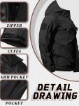 Men'S Tactical Thickened 2pcs Outdoor Casual Softshell Jacket And Cargo Pants Set, Fall Winter Fleece Contrast Hooded Windproof Warm Workwear Multi-Pocket Top And Bottom, Hunting Riding Hiking Exploration Climbing Outfit Without Additions