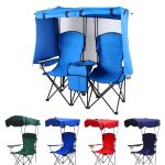 Foldable Doubleu002FSingle Chair with Canopy: Comes with a Table - Perfect for Patios, Camping, And Outdoor Events