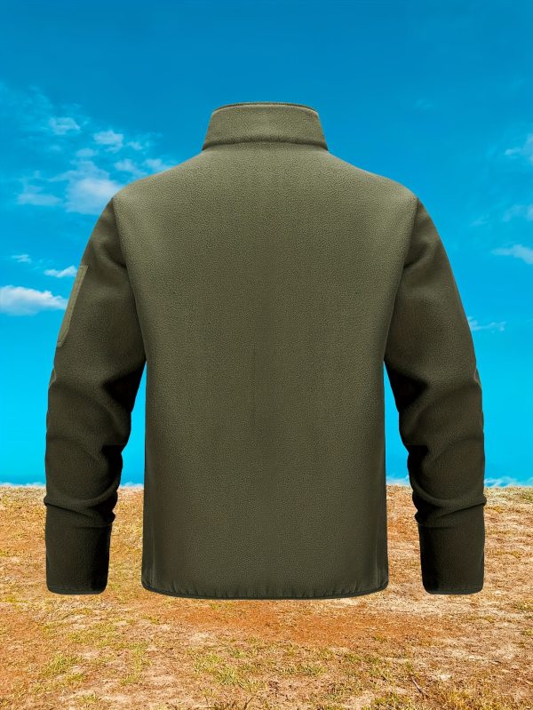 Men's Tactical Fleece-Lined Sweatshirt - Breathable, Warm Pullover with Side Zipper Pockets for Hunting & Outdoor Activities, Perfect for Fallu002FWinter, Spring & Autumn, Regular Fit, Sporty Style, Outdoor Activity, Crew Neck, Long Sleeve