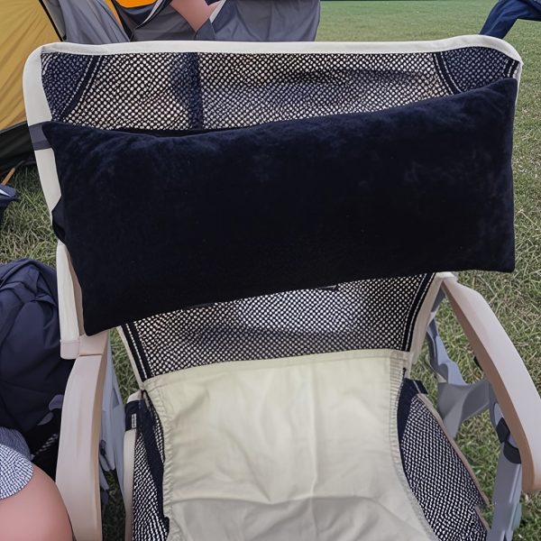 Outdoor Camping Pillow, Backrest Pillow, Rest Pillow, Short Plush Pillowcase, Portable Nap Pillow with Inner Filling, Suitable for Camping Use, Black, with Elastic Fastening Cord