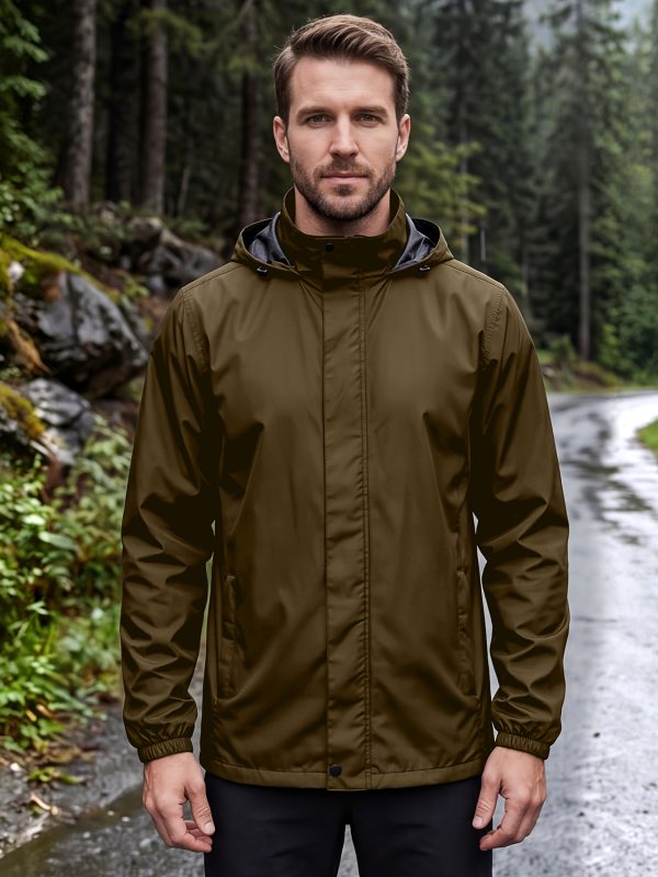 Men'S Rain Jacket Raincoat Windbreaker Running Waterproof Lightweight Packable with Hood Travel Hiking Cycling, Autumn Transitional Layers, Hunting