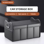 Car Storage Box, PU Leather Material Trunk Organizer, Large Capacity Car Trunk Storage Box, Adjustable Divider Design Durable Foldable Storage Box, Suitable for SUV Camping Travel Car Organization, Sedan Road Trip Storage Box