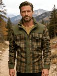 Men's American Size Autumnu002FWinter Fleece-Lined Warm Plaid Jacket, Hunting