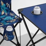 3-Pack Portable Folding Camping Table And Chairs Set with Cup Holders And Side Storage Pockets, Heavy Duty Outdoor Foldable Patio Lawn Chair Table Kit for Picnic Beach Fishing Backyard