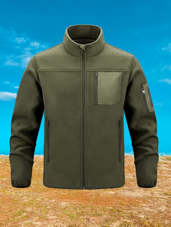 Men's Tactical Fleece-Lined Sweatshirt - Breathable, Warm Pullover with Side Zipper Pockets for Hunting & Outdoor Activities, Perfect for Fallu002FWinter, Spring & Autumn, Regular Fit, Sporty Style, Outdoor Activity, Crew Neck, Long Sleeve