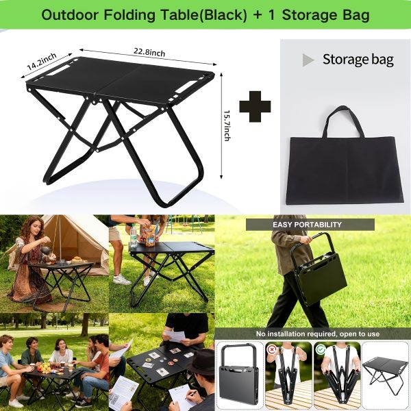 3pcs Portable Folding Camping Table | Lightweight Iron Picnic Table, Foldable Design Suitable for Outdoor Camping, Beach BBQ, Tailgate Parties, Hiking