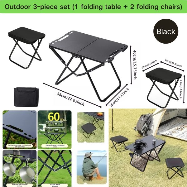 3pcs Portable Folding Camping Table | Lightweight Iron Picnic Table, Foldable Design Suitable for Outdoor Camping, Beach BBQ, Tailgate Parties, Hiking