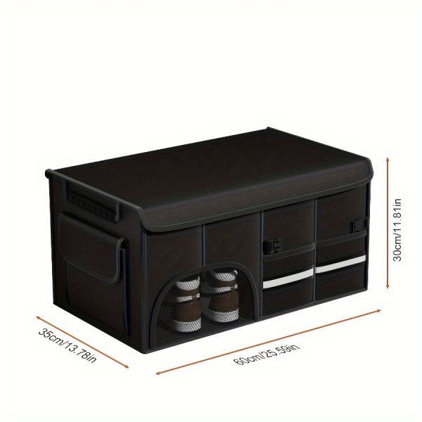 A Collapsible Trunk Storage Box with Dual Compartments - a Durable, Foldable Storage Solution That Allows for Easy Access And Maximum Organization - Perfect for Outdoor Camping And Everyday Use, a Shoe Storage Box for The Trunk