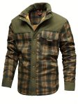 Men's American Size Autumnu002FWinter Fleece-Lined Warm Plaid Jacket, Hunting