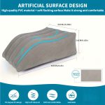 Inflatable Leg Elevation Pillow - Grey with Blue & Black Design, Ideal for Sleeping, Reading, Camping - Microfiber Back Cushion for Hip & Knee Support | Modern & Durable Pillow