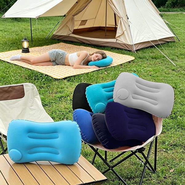 1pc Large Foldable Inflatable Camping Pillow, Portable Lightweight Multifunctional Travel Neck Pillow, Comfortable Air Pillow for Car, Hiking, Office Nap, Outdoor Camping And Vacation Essentials