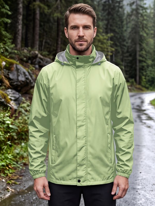 Men'S Rain Jacket Raincoat Windbreaker Running Waterproof Lightweight Packable with Hood Travel Hiking Cycling, Autumn Transitional Layers, Hunting