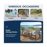 3 Piece Patio set, Outdoor Camping Chairs with Breathable Fabric, folding table with steel table top, 2 Stackable chairs and 1Foldable table set