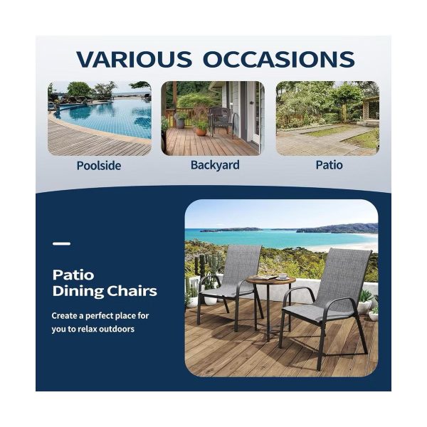 3 Piece Patio set, Outdoor Camping Chairs with Breathable Fabric, folding table with steel table top, 2 Stackable chairs and 1Foldable table set
