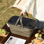 Outdoor Large Capacity Storage Basket, Camping Camping Handheld Blue, Foldable Picnic Basket, Portable Detachable Small Dining Table, Multifunctional Sturdy And Durable Storage Box