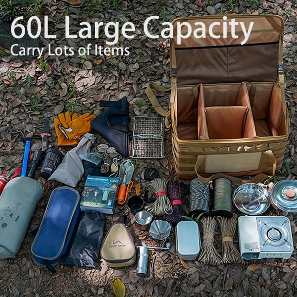 15.85gal Large Capacity Camping Storage Bag, Outdoor Picnic Utensil Organizer, Gas Can Storage Box, Outdoor Camping Travel Bag