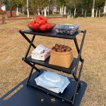 1pc 2-in-1 Portable Folding Storage Shelf - Aluminum Alloy 3-Tier Utility Rack, Casual Style, Foldable Outdoor Camping Table, Picnic and BBQ Essential - For Camping, Picnics & BBQs - Suitable for Outdoor Enthusiasts - Great Gift for Campers & Hikers