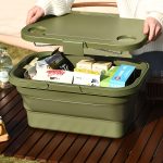 Outdoor Large Capacity Storage Basket, Camping Camping Handheld Blue, Foldable Picnic Basket, Portable Detachable Small Dining Table, Multifunctional Sturdy And Durable Storage Box