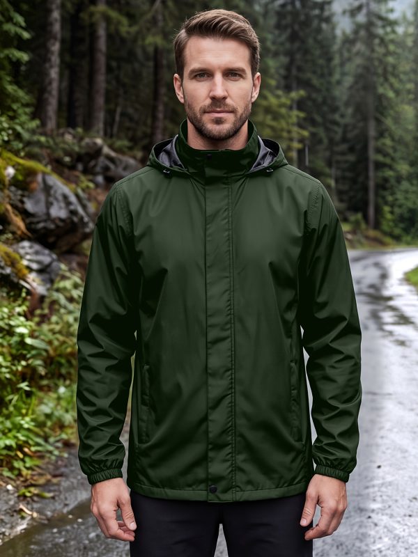 Men'S Rain Jacket Raincoat Windbreaker Running Waterproof Lightweight Packable with Hood Travel Hiking Cycling, Autumn Transitional Layers, Hunting