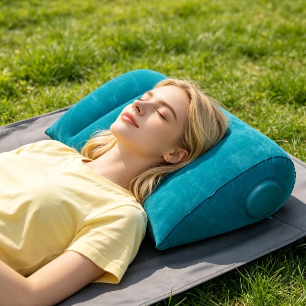 1pcu002F2pcs Thicker And Larger Portable Air Pillows with Press-To-Inflate Design. Multi-Functional Triangular Shape with Adjustable Support Position, Providing Back Support And Head Elevation. Suitable for Bed, Travel, And Camping