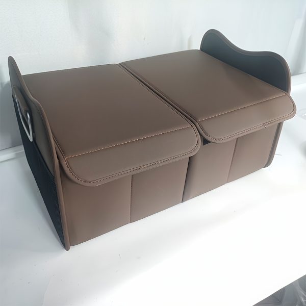 Car Storage Box, PU Leather Material Trunk Organizer, Large Capacity Car Trunk Storage Box, Adjustable Divider Design Durable Foldable Storage Box, Suitable for SUV Camping Travel Car Organization, Sedan Road Trip Storage Box