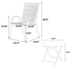 3 Piece Patio set, Outdoor Camping Chairs with Breathable Fabric, folding table with steel table top, 2 Stackable chairs and 1Foldable table set