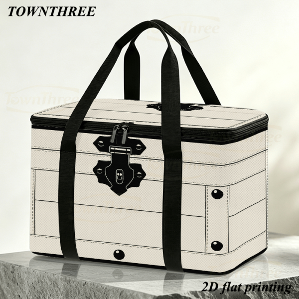 Large-Capacity Insulated Thermal Storage Box & Portable Cooler Suitable for Outdoor Camping, Office, Picnic - Reusable PET Suitcase Tote with Flip-Top Lid, Sealed Bag for Parties, Travel, Non-Food Contact Container Design, 2D Flat