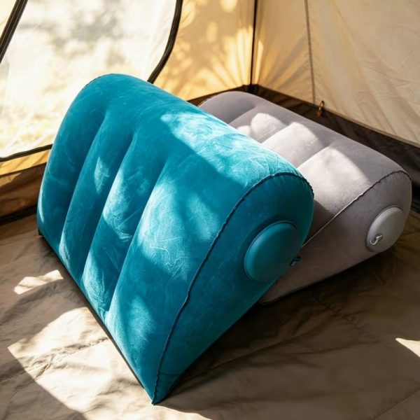 1pcu002F2pcs Thicker And Larger Portable Air Pillows with Press-To-Inflate Design. Multi-Functional Triangular Shape with Adjustable Support Position, Providing Back Support And Head Elevation. Suitable for Bed, Travel, And Camping