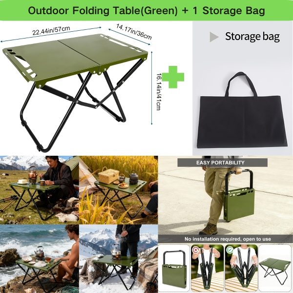 3pcs Portable Folding Camping Table | Lightweight Iron Picnic Table, Foldable Design Suitable for Outdoor Camping, Beach BBQ, Tailgate Parties, Hiking