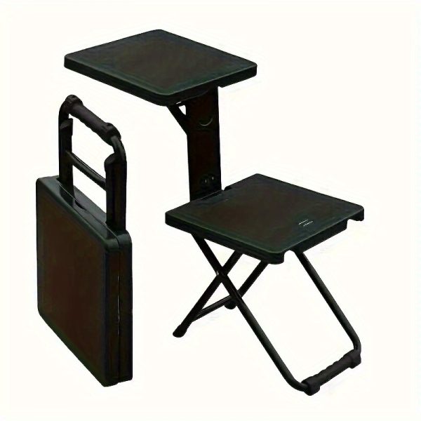 3-in-1 Vintage Iron Foldable Table and Chair Set for Outdoor, Study and Vendor Use - Multifunctional Portable Folding Desk and Writing Chair with Sturdy Legs The Best Gifts for Thanksgiving and Christmas