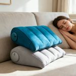 1pcu002F2pcs Thicker And Larger Portable Air Pillows with Press-To-Inflate Design. Multi-Functional Triangular Shape with Adjustable Support Position, Providing Back Support And Head Elevation. Suitable for Bed, Travel, And Camping