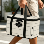 Large-Capacity Insulated Thermal Storage Box & Portable Cooler Suitable for Outdoor Camping, Office, Picnic - Reusable PET Suitcase Tote with Flip-Top Lid, Sealed Bag for Parties, Travel, Non-Food Contact Container Design, 2D Flat
