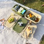 Outdoor Large Capacity Storage Basket, Camping Camping Handheld Blue, Foldable Picnic Basket, Portable Detachable Small Dining Table, Multifunctional Sturdy And Durable Storage Box