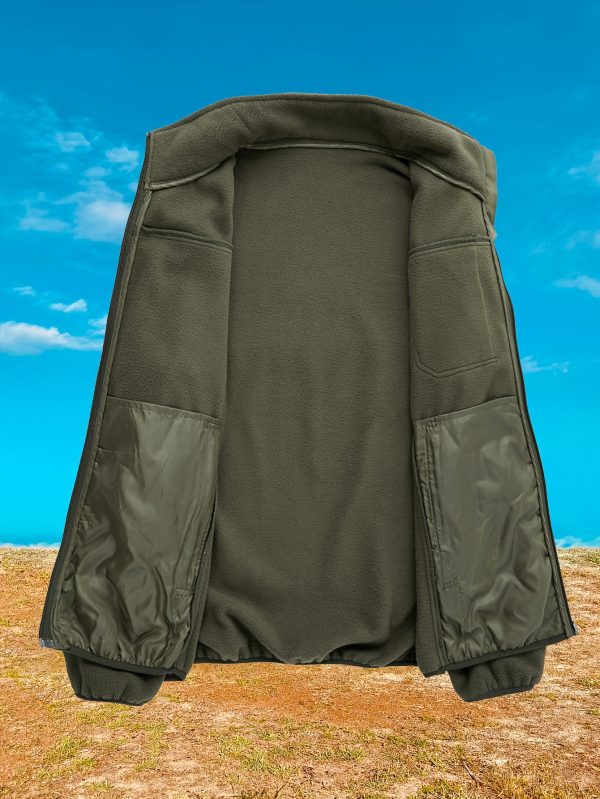 Men's Tactical Fleece-Lined Sweatshirt - Breathable, Warm Pullover with Side Zipper Pockets for Hunting & Outdoor Activities, Perfect for Fallu002FWinter, Spring & Autumn, Regular Fit, Sporty Style, Outdoor Activity, Crew Neck, Long Sleeve